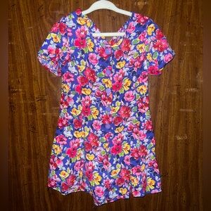 Rampage Vibrant Floral Romper with Purple Accents